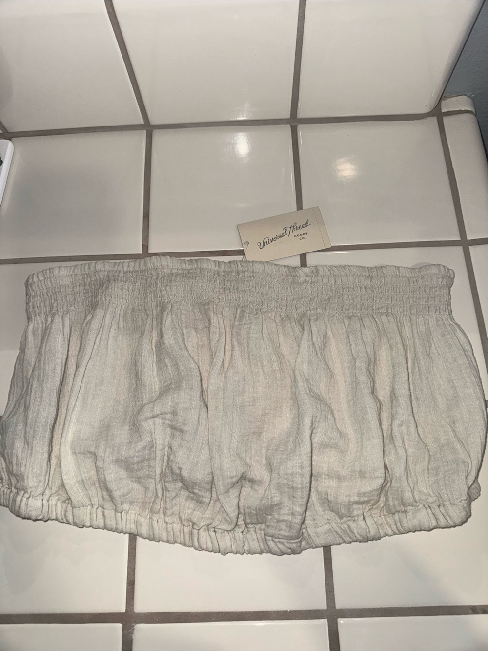 Universal Thread Off-White Strapless Smocked Tube Top